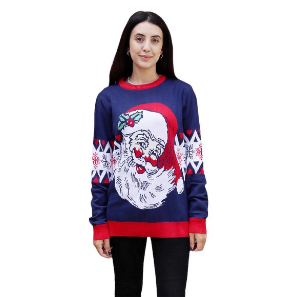 Women’s Vintage Laughing Santa Ugly Christmas Sweater - Picture 1 of 2